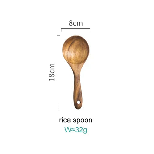 Eight-Piece Acacia Wood Kitchen Set With Holder For Everyday Cooking