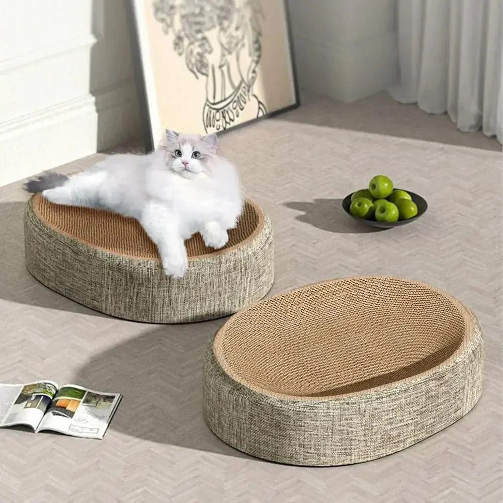 WhiskerNest Braided Oval Sisal Cat Lounger For Scratching And Cozy Sleeping