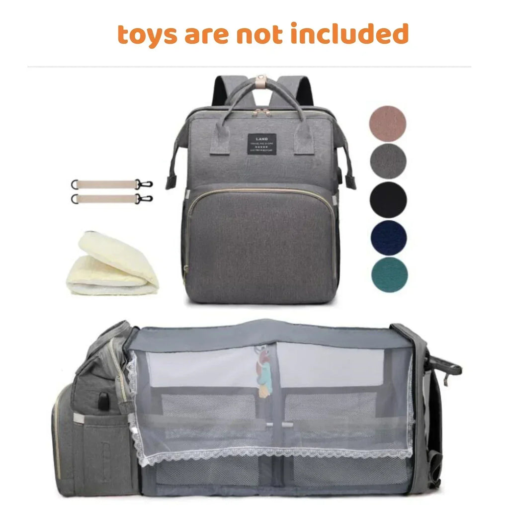 Baby Backpack With Foldable Bed For Travel And Diaper Storage