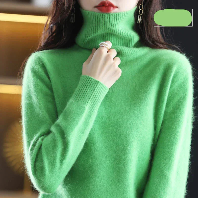 Emma 100 Percent Pure Cashmere Sweater With High Neck For Autumn And Winter