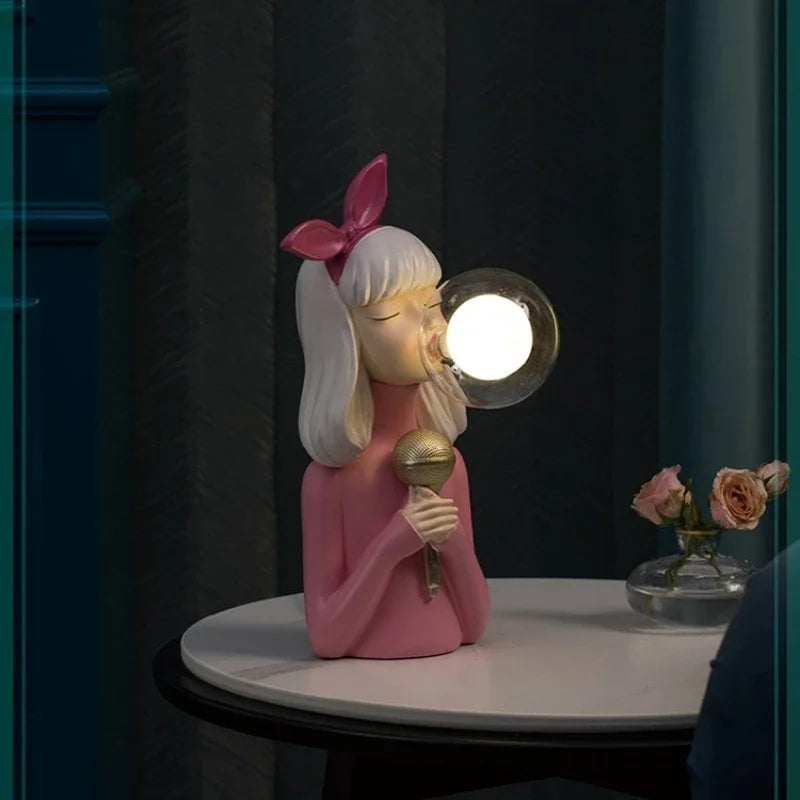 Bubble Girls Cartoon Nightlight Statue Lamp Collection For Playful Home Decor