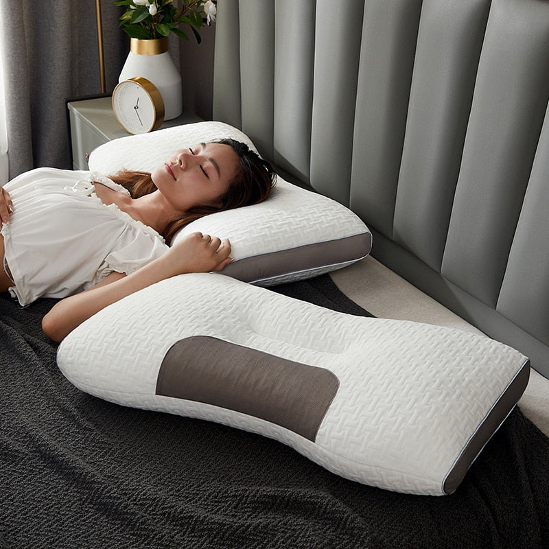 Neck And Shoulder Support Hybrid Pillow For Back And Side Sleepers