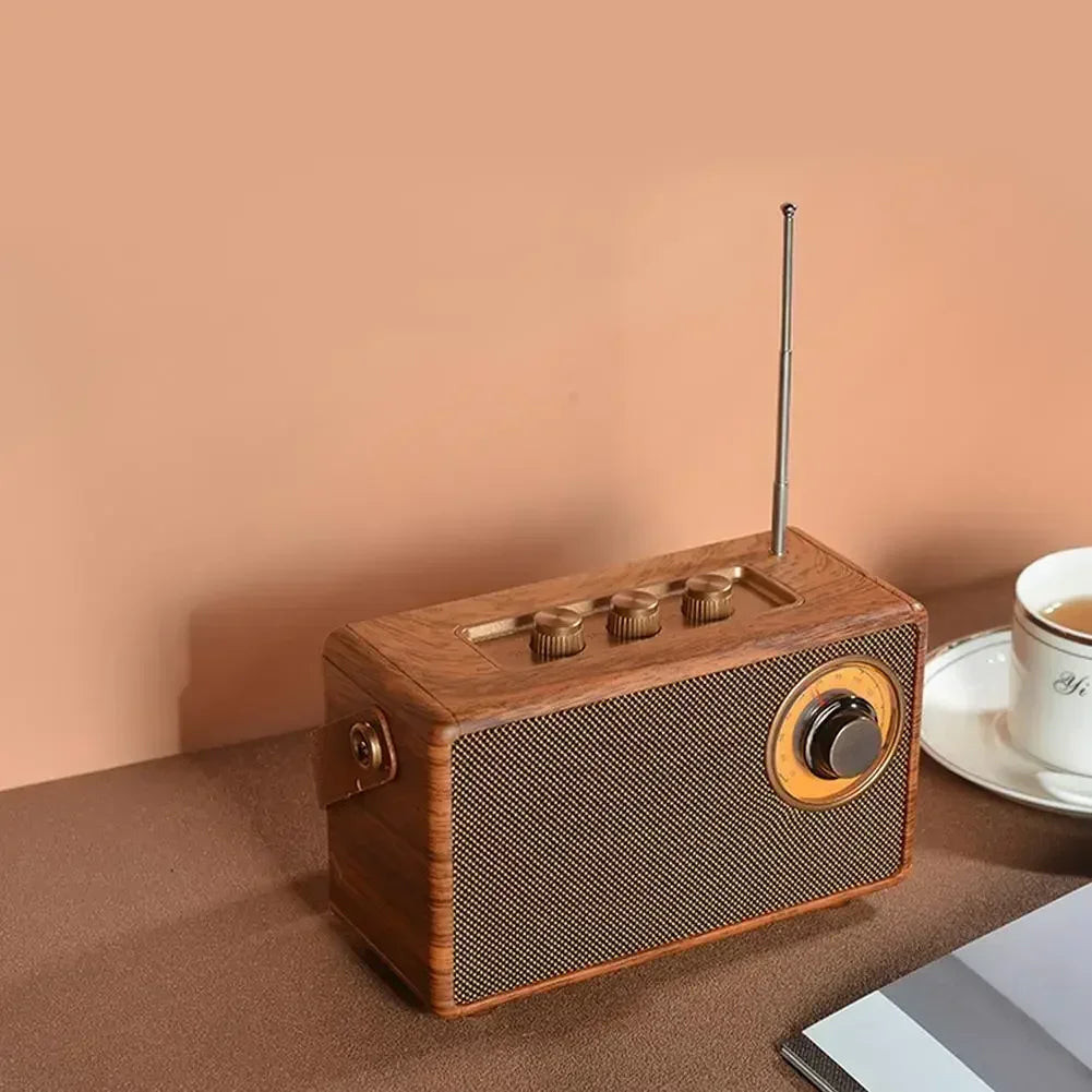 Enceinte Bluetooth en bois rétro 2024 - Stéréo portable élégante pour la maison, le camping et les voyages | Fervei