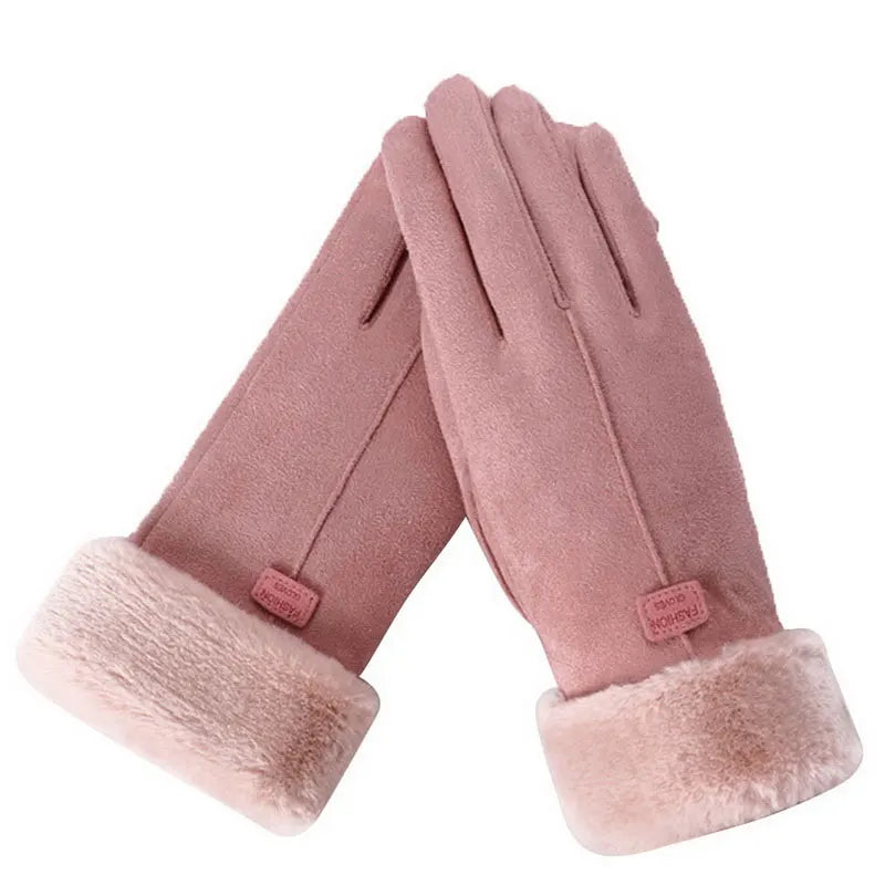 Pink Fleece Lined Winter Gloves For Warm Comfort And Style