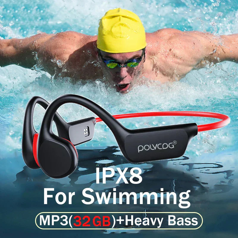 Knochenleitungs-Headset – Wasserdichte kabellose Bluetooth-Kopfhörer zum Schwimmen und für den Sport | Fervei