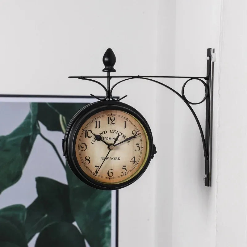 RetroTime Vintage Dual Sided Wall Clock Classic Timepiece For Your Wall