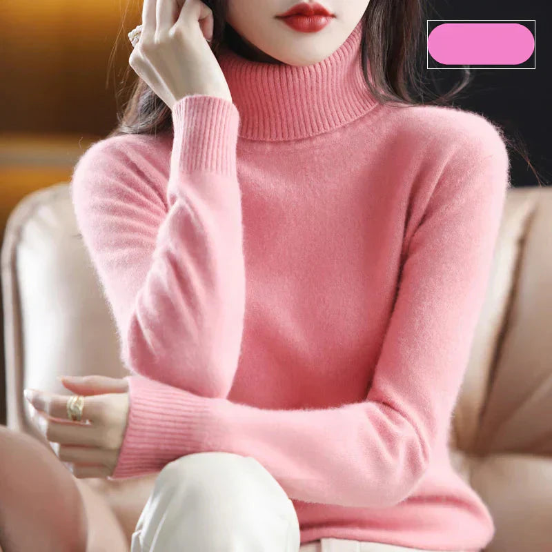 Emma 100 Percent Pure Cashmere Sweater With High Neck For Autumn And Winter