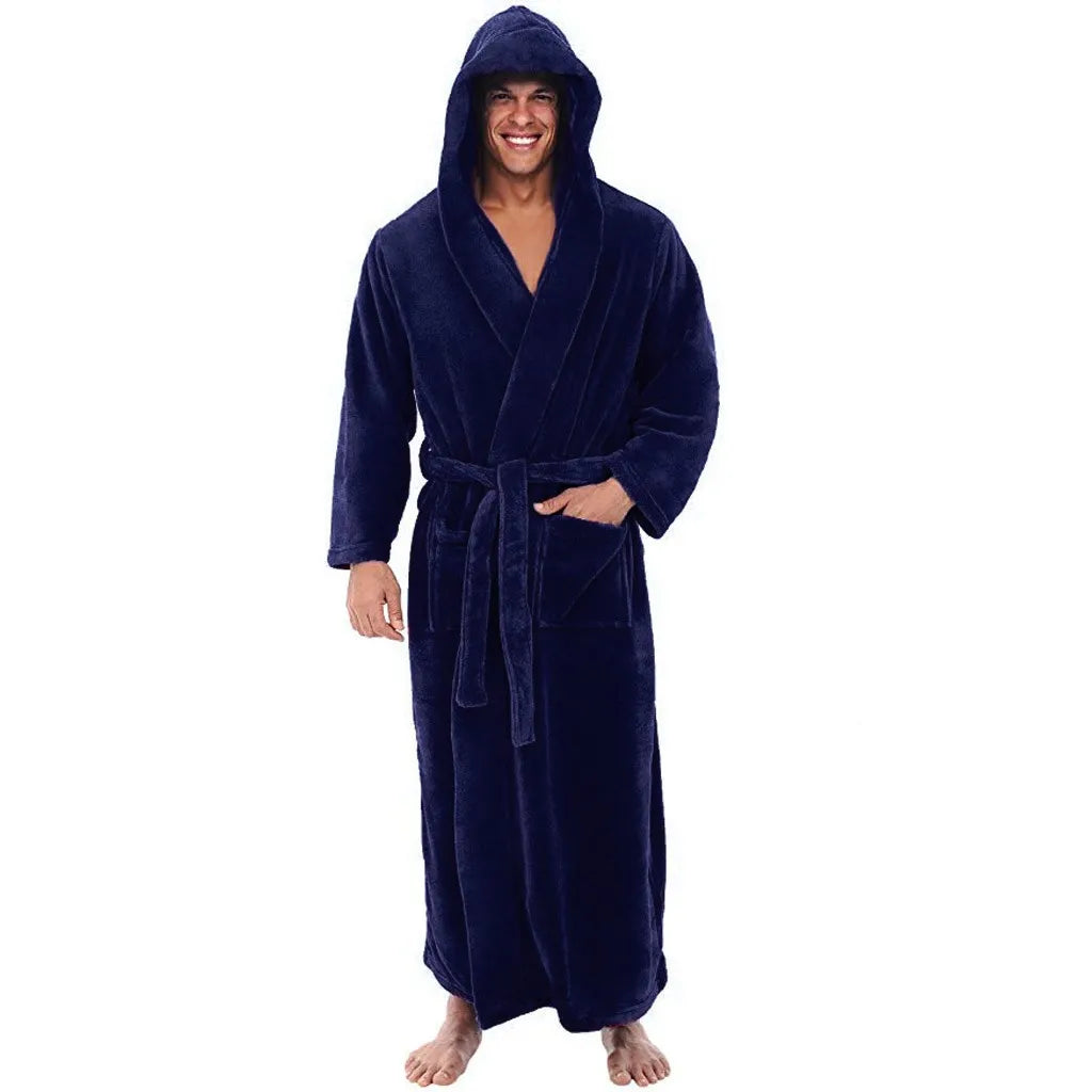 HoodedChill Men's Cozy Bathrobe For Home Comfort In Winter
