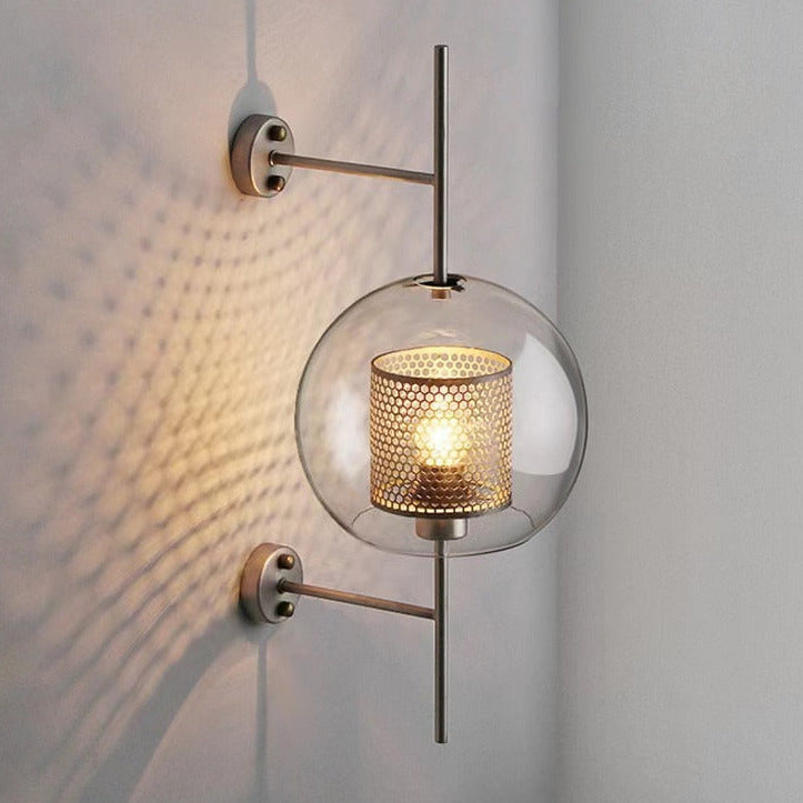 Alora Honeycomb Wall Sconce in Brass and Glass