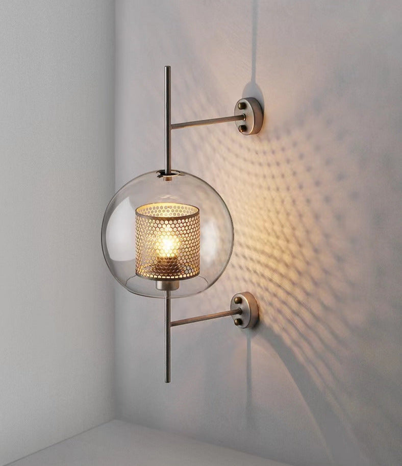 Alora Honeycomb Wall Sconce in Brass and Glass