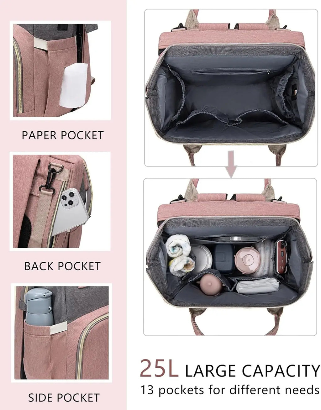 Baby Backpack With Foldable Bed For Travel And Diaper Storage