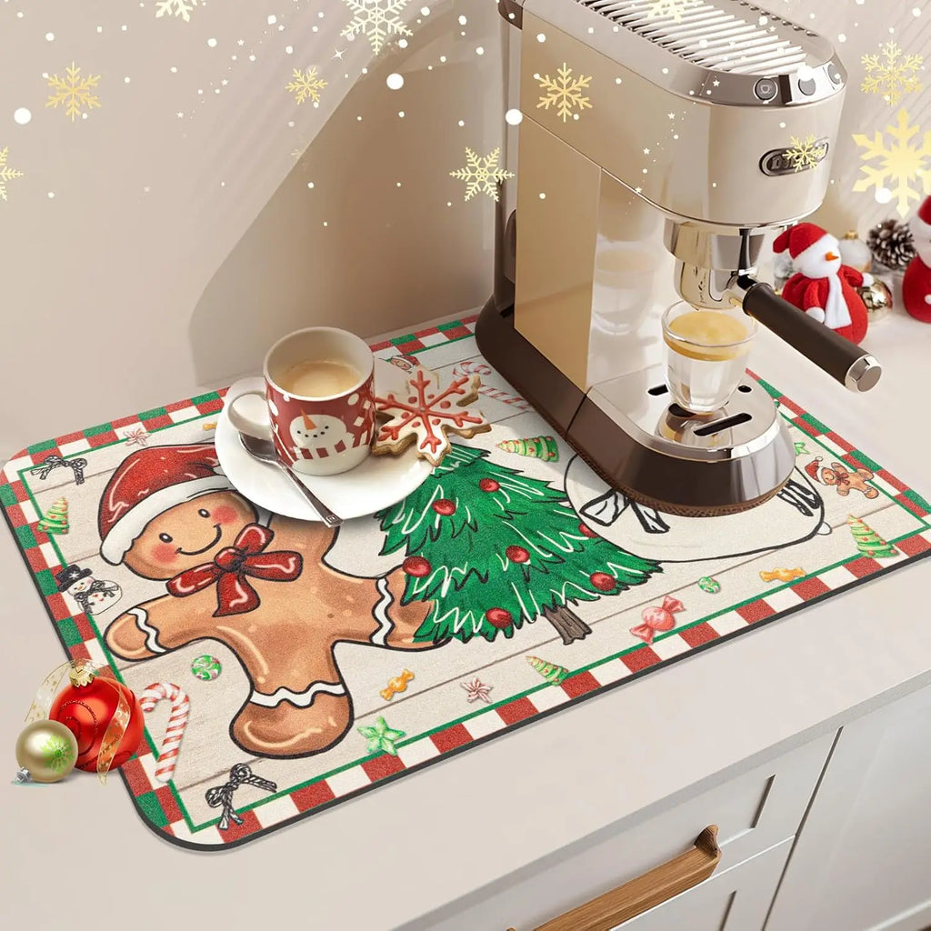 FrostLuxe Christmas Kitchen Mat For Drying And Decorative Use