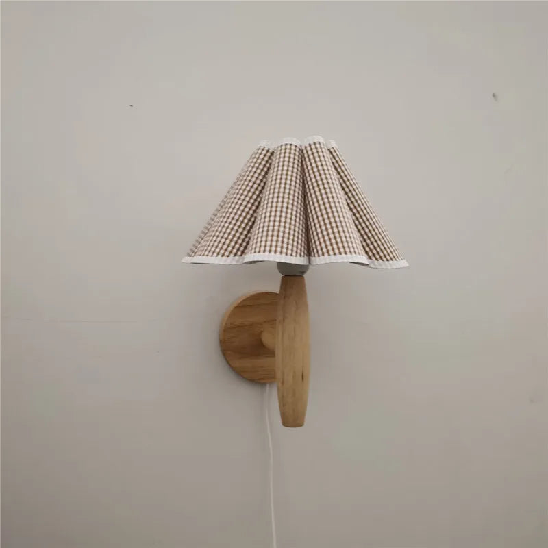 Lyren Wood Wall Sconce With A Pleated Shade For Cozy Warm Ambient Glow