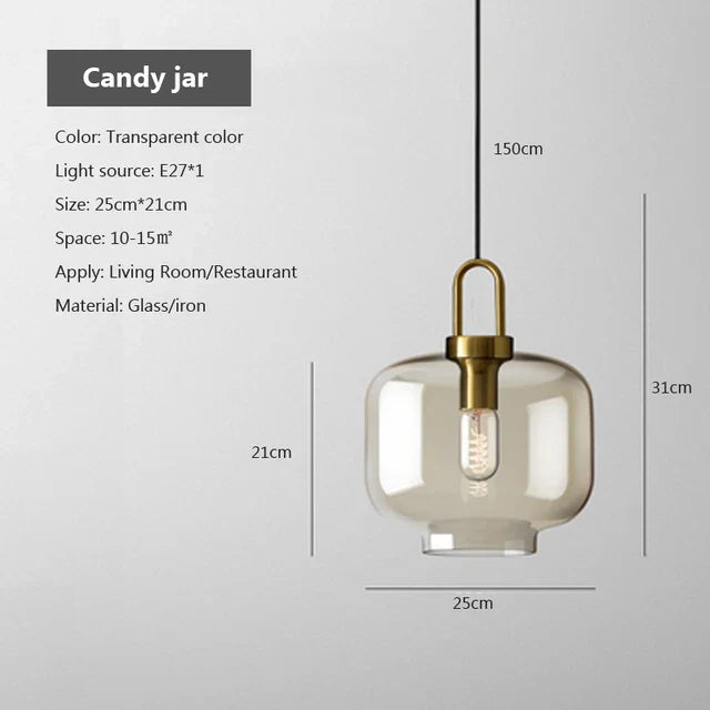 Suspension Industrielle en Verre pour Intérieurs Modernes et Salons