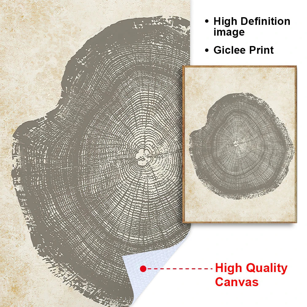 Tree Ring Abstract Canvas Art For Modern Living Room And Bedroom Decor
