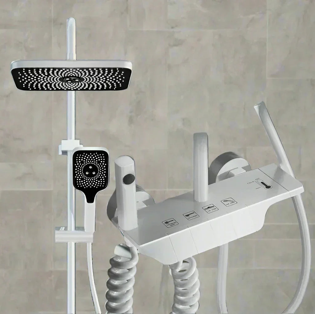 AquaSense Digital Brusesæt – 4 Funktioner, Højt Tryk, Kobberblander, Termostatstyring | Fervei