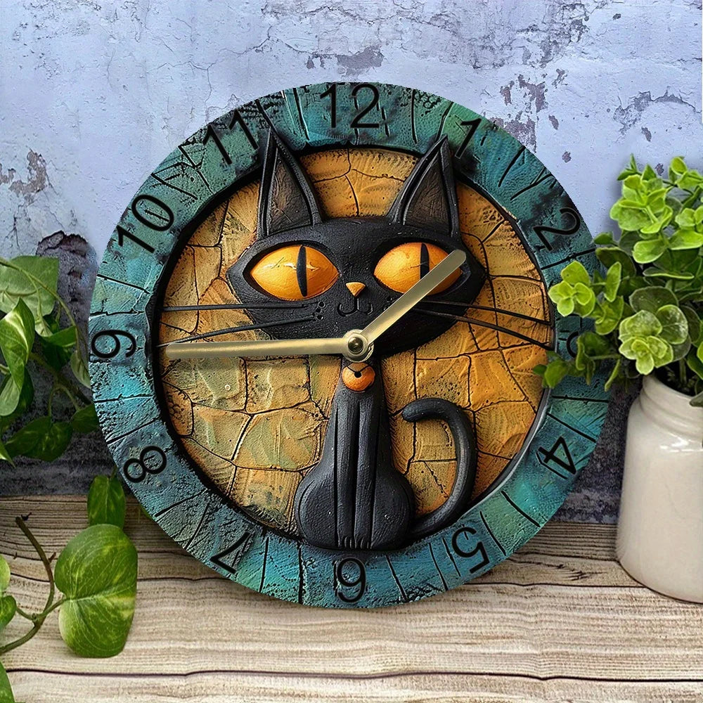 CatWhisper Quiet Aluminum Clock For Home Or Entryway Wall Decor