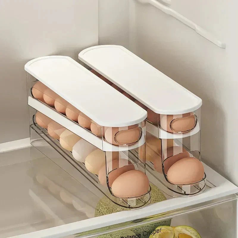 EggFlow Two-Tier Automatic Rolling Egg Organizer for Refrigerators