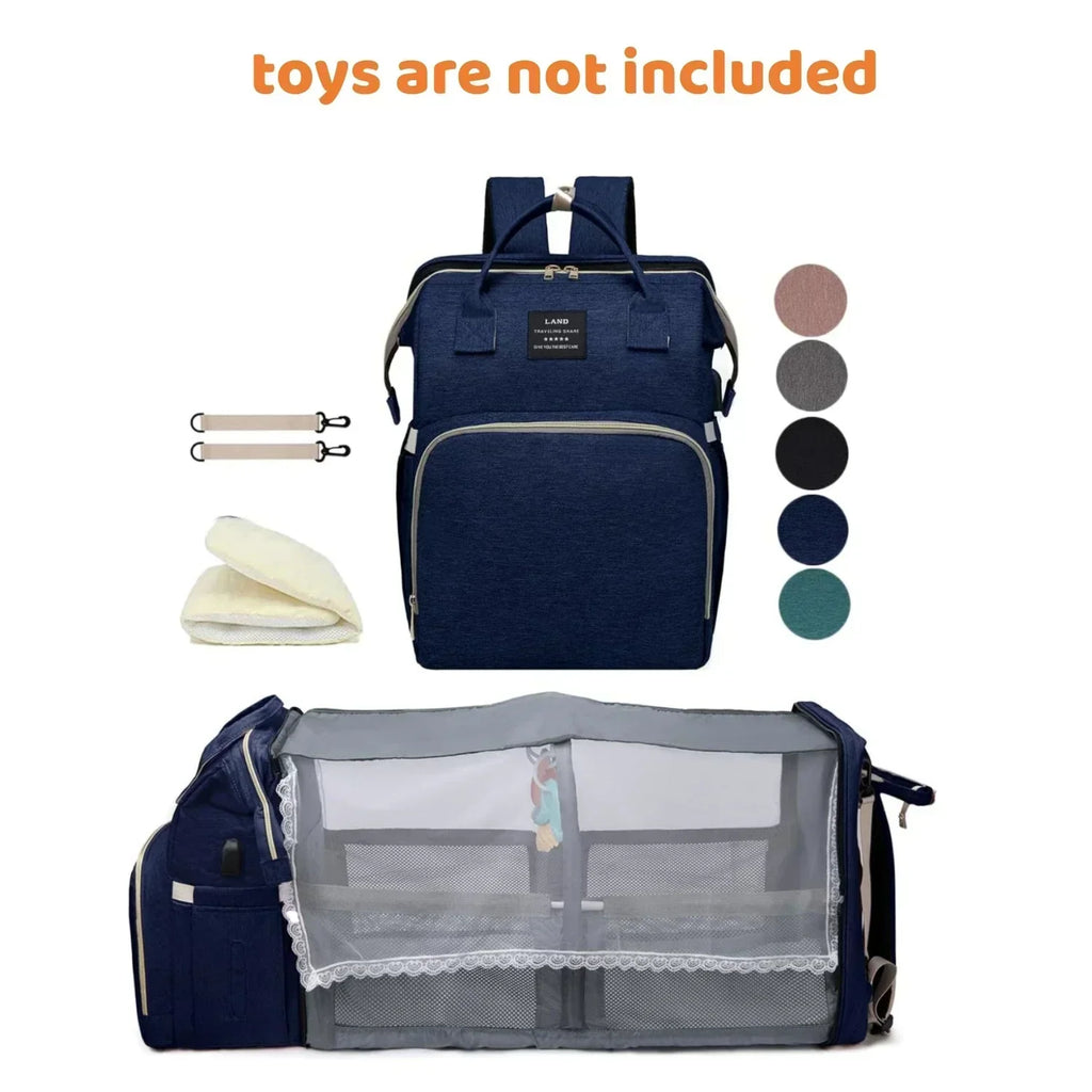 Baby Backpack With Foldable Bed For Travel And Diaper Storage