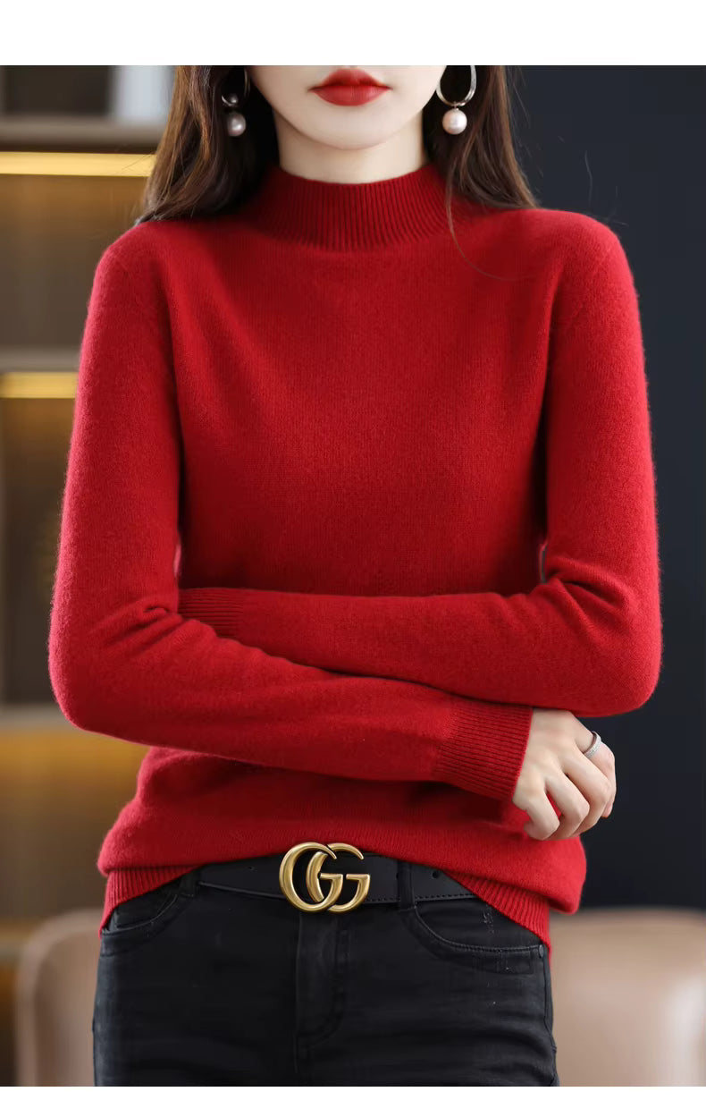 Aurora Kvinders 100% Ren Uld Cashmere Sweater til Efterår og Vinter | Fervei