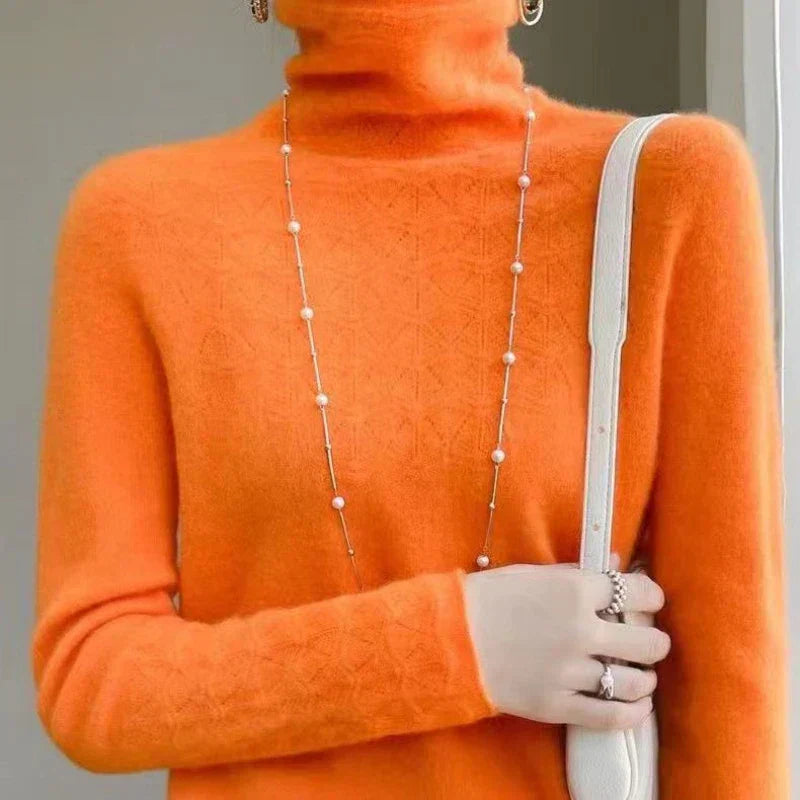 Women's 100 Percent Merino Wool Turtleneck Sweater Knitwear