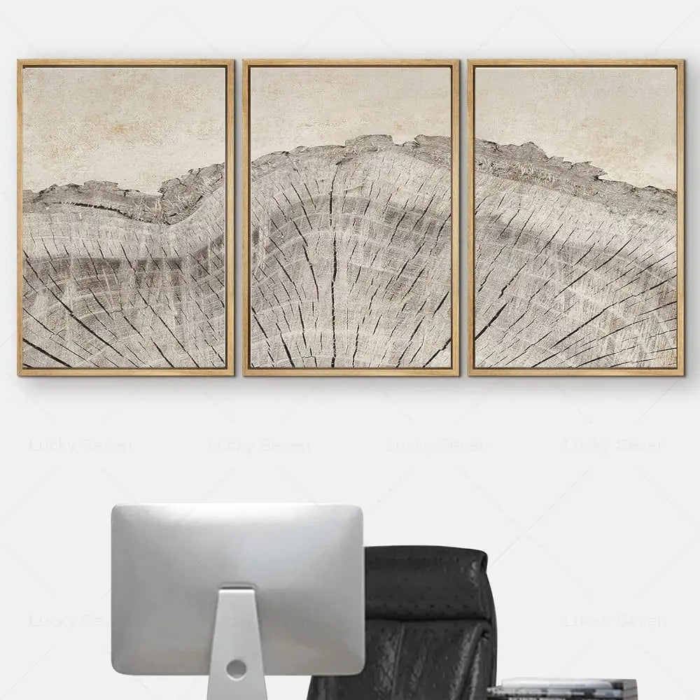 Artă de perete cu inele de copac abstracte, rustică, modernă, imprimare inspirată de natură