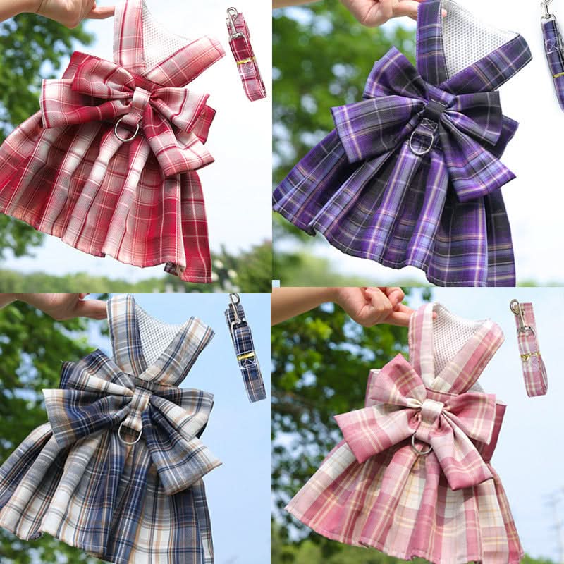 AuroraPaw Adjustable Dog Harness With Elegant Bow For Stylish Walks