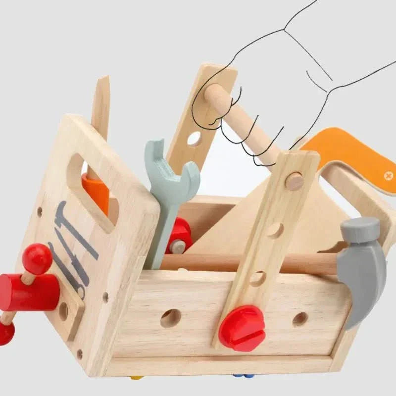 BrightBuild Montessori Træværktøjskasse til Kreative Byggere