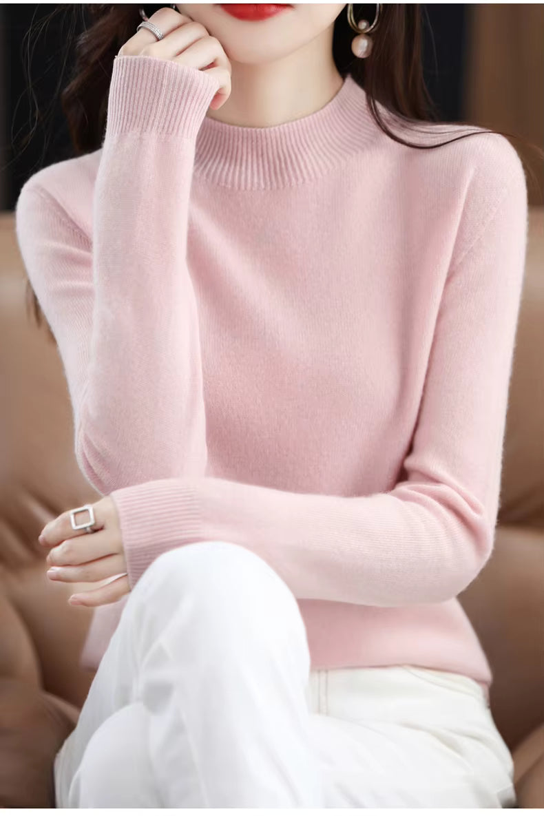 Aurora Kvinders 100% Ren Uld Cashmere Sweater til Efterår og Vinter | Fervei