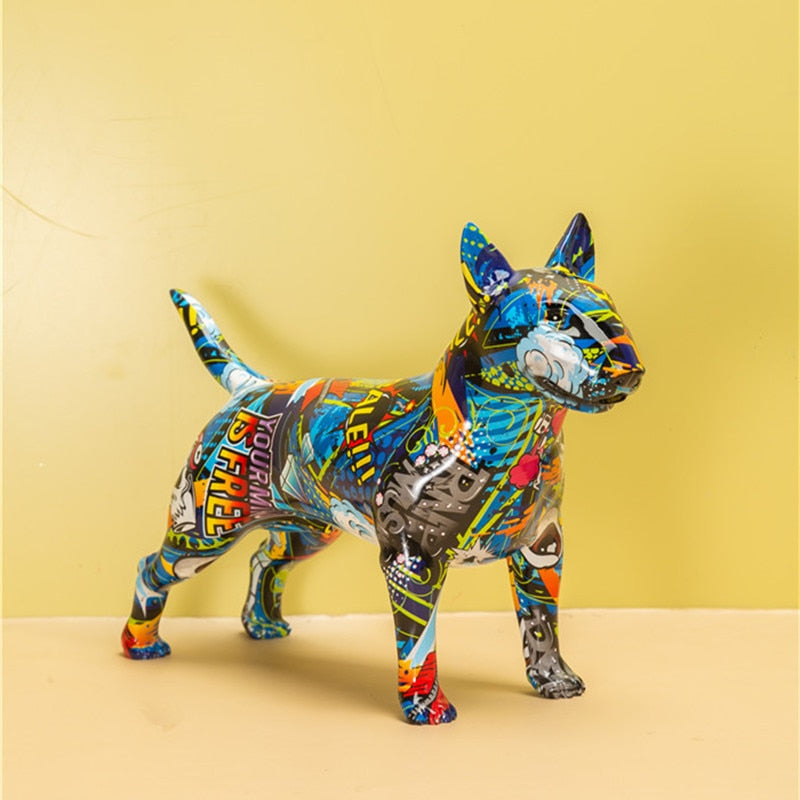 Sculpture graffiti Bull Terrier pour décoration murale moderne