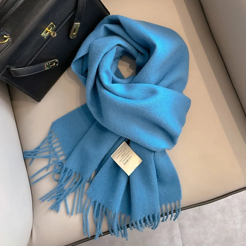 Lyvara vlněná zimní šála unisex, teplá, jednobarevná, měkká a pohodlná