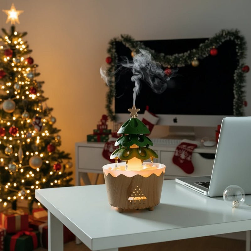EverGlow Christmas Tree Aroma Diffuser With Adjustable Mist And LED Light