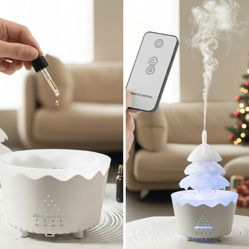 EverGlow Christmas Tree Aroma Diffuser With Adjustable Mist And LED Light