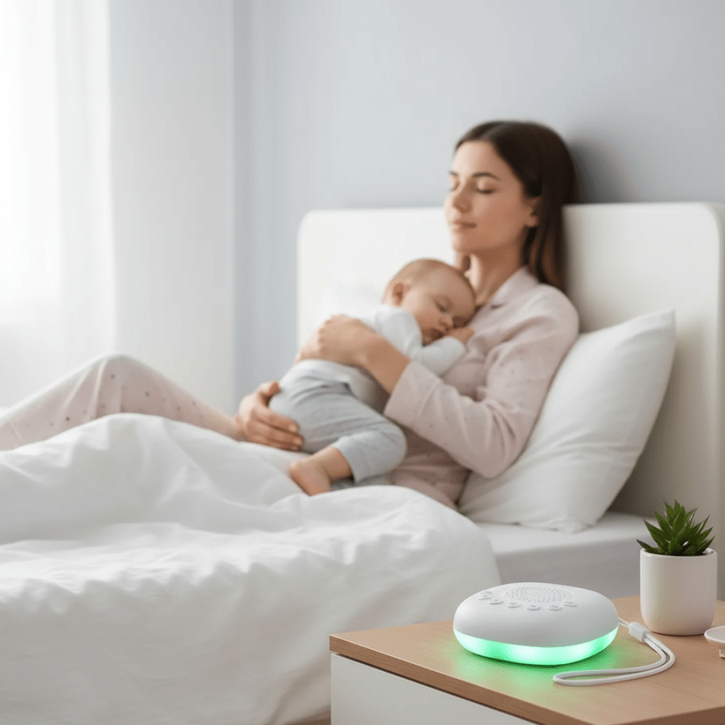 LumaRest Cestovní Box s Bílým Šumem a 20 Relaxačními Zvuky a LED Noční Lampou