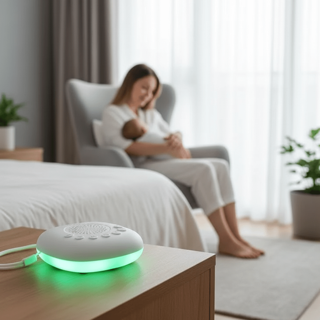 LumaRest Cestovní Box s Bílým Šumem a 20 Relaxačními Zvuky a LED Noční Lampou