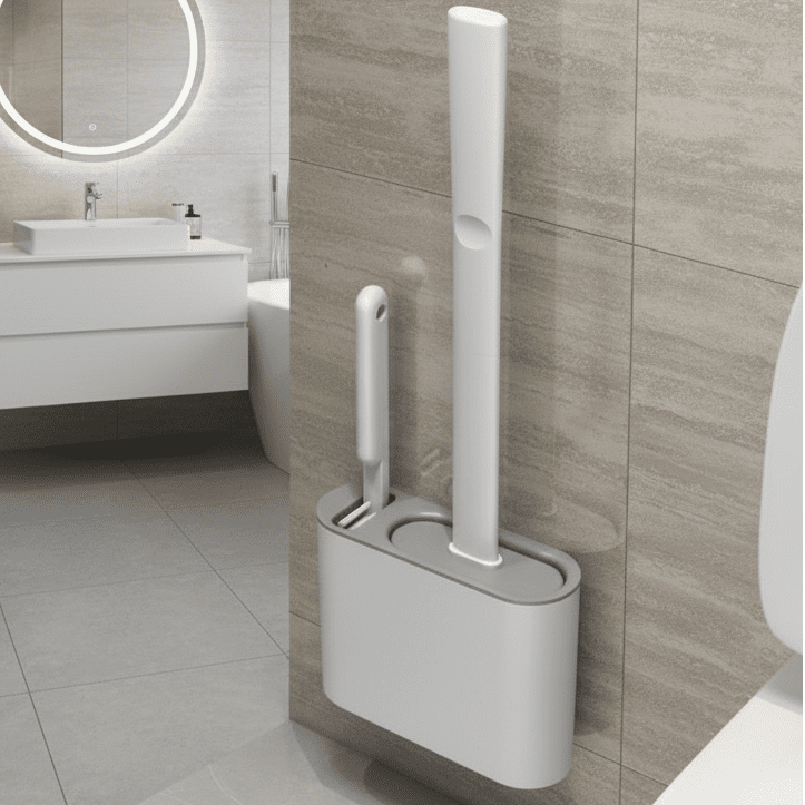 NovaSil Silicone Toilet Brush With Holder For Hygienic Underrim Cleaning