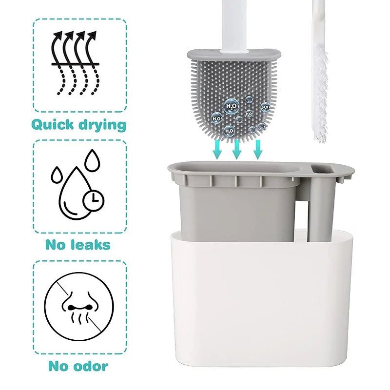 NovaSil Silicone Toilet Brush With Holder For Hygienic Underrim Cleaning