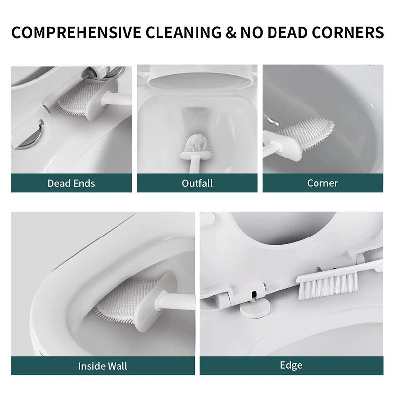 NovaSil Silicone Toilet Brush With Holder For Hygienic Underrim Cleaning