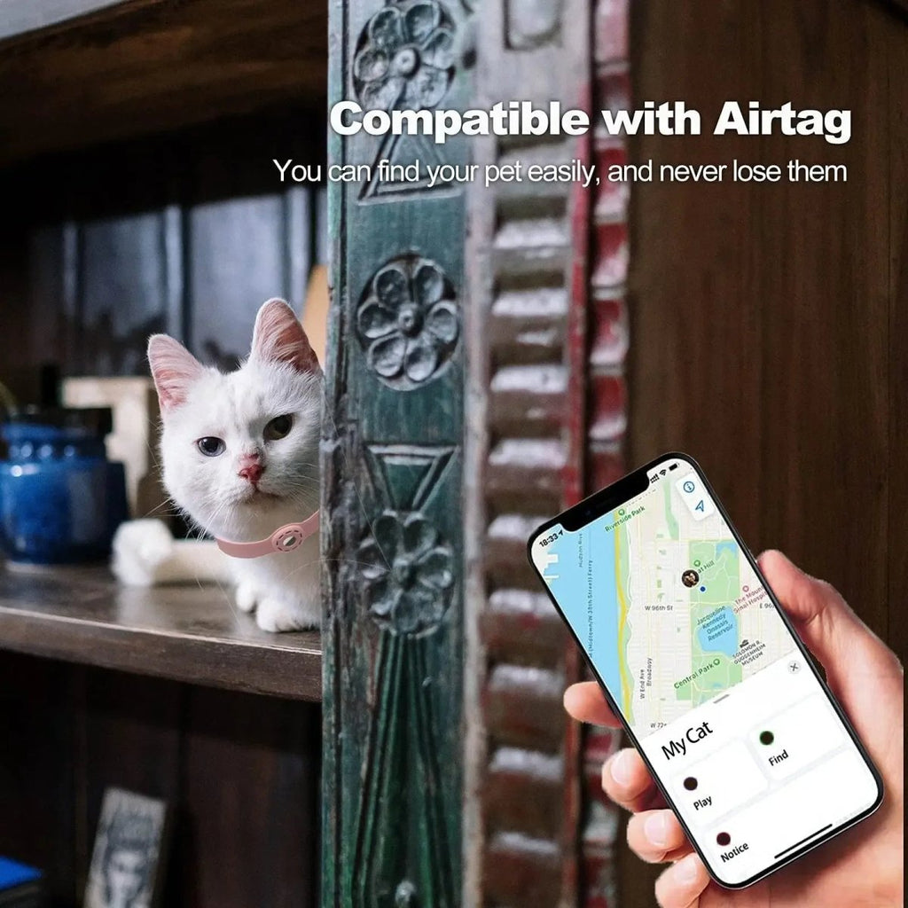 NovaTag Adjustable Silicone Pet Collar for Tracking Tag Compatibility