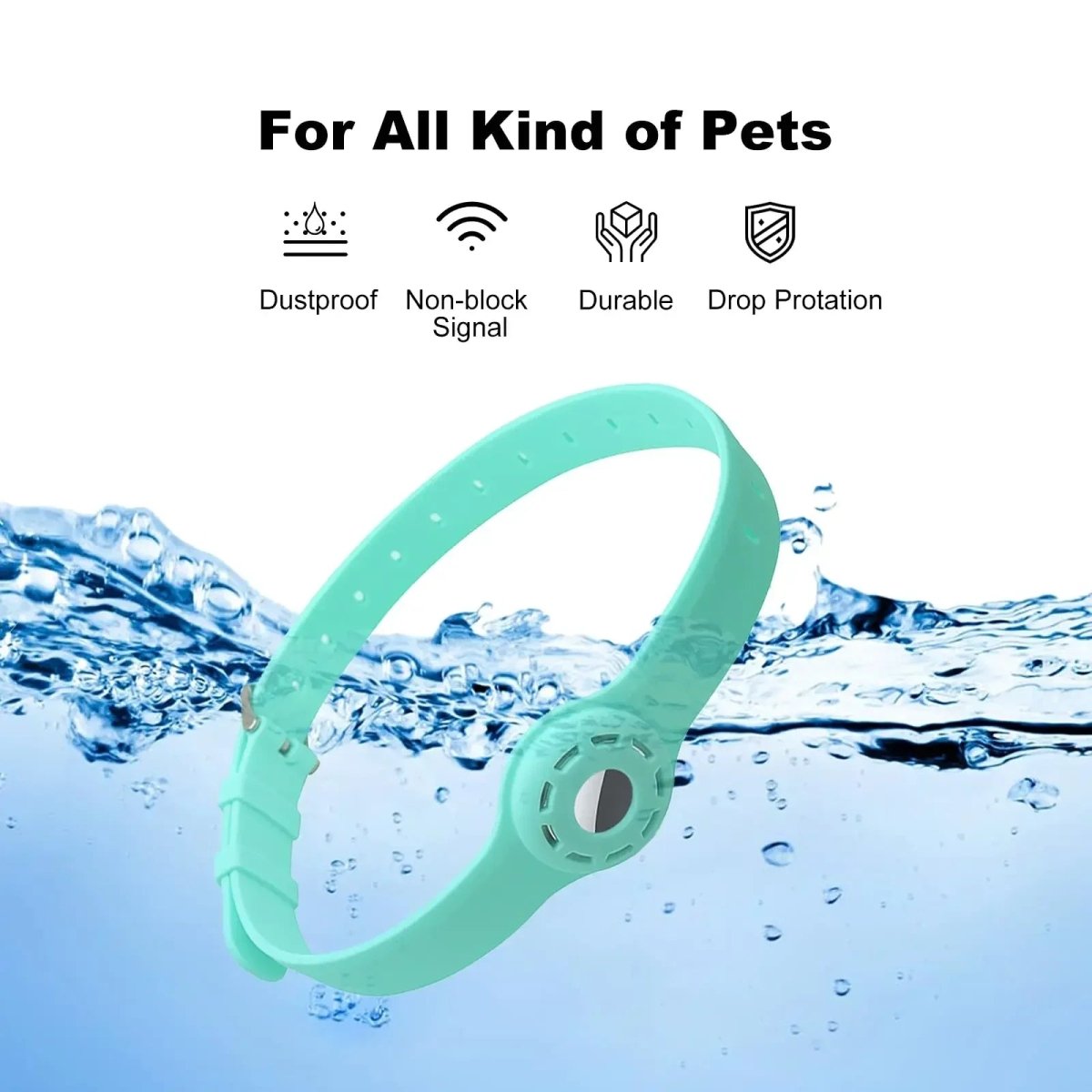 NovaTag Adjustable Silicone Pet Collar for Tracking Tag Compatibility