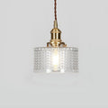 Antique Brass Glass Pendant Light With Round Shade Design