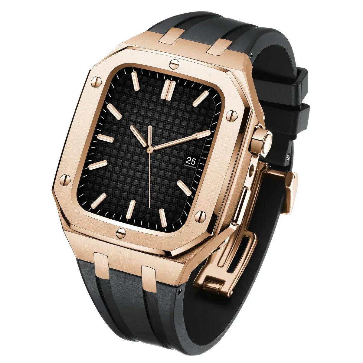 Kit cu bandă din silicon AP9009 și carcasă din oțel inoxidabil 316L pentru Apple Watch