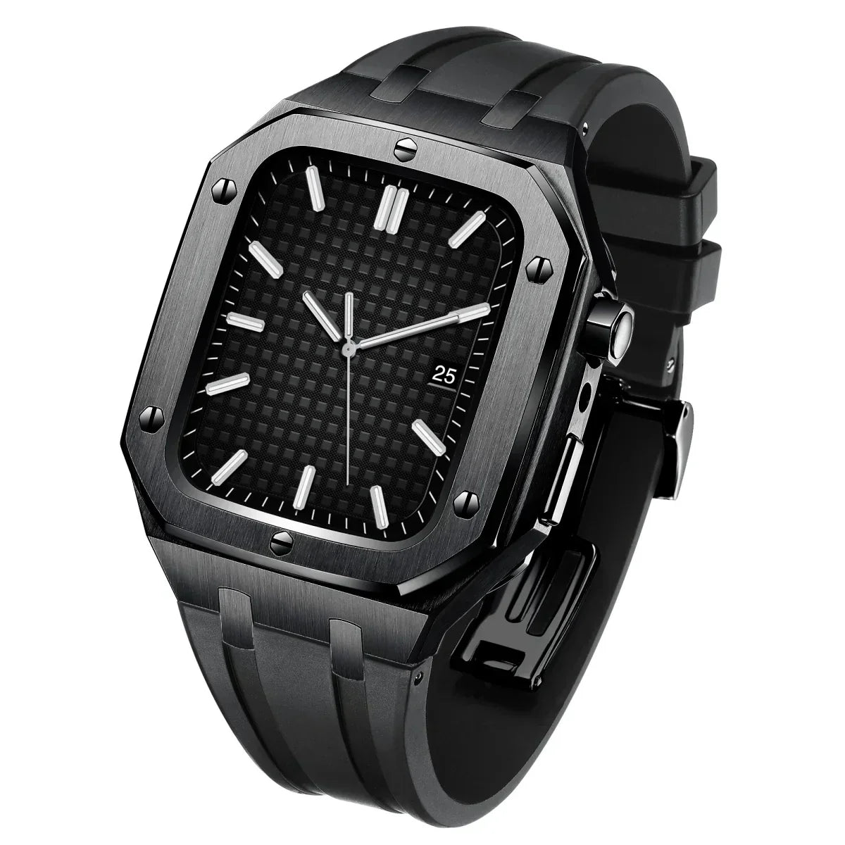 Kit cu bandă din silicon AP9009 și carcasă din oțel inoxidabil 316L pentru Apple Watch
