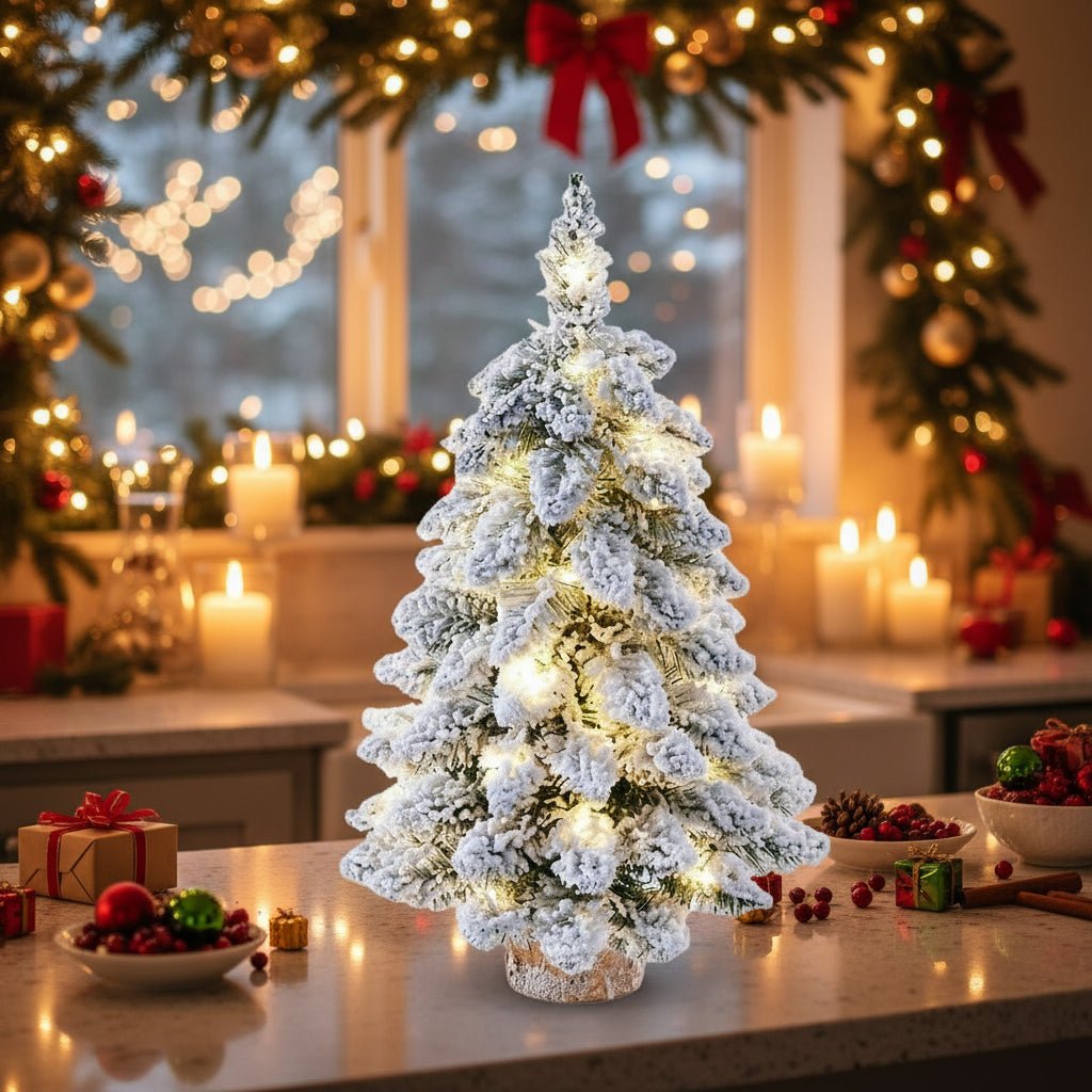 Albero di Natale LED SnowGlow Mini 45cm con Effetto Neve Ghiacciata