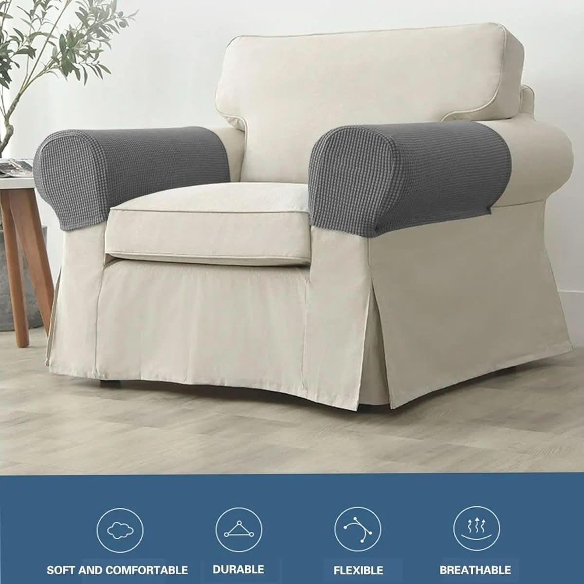 Fortis Two Piece Waterproof Armrest Covers For Sofas And Chairs