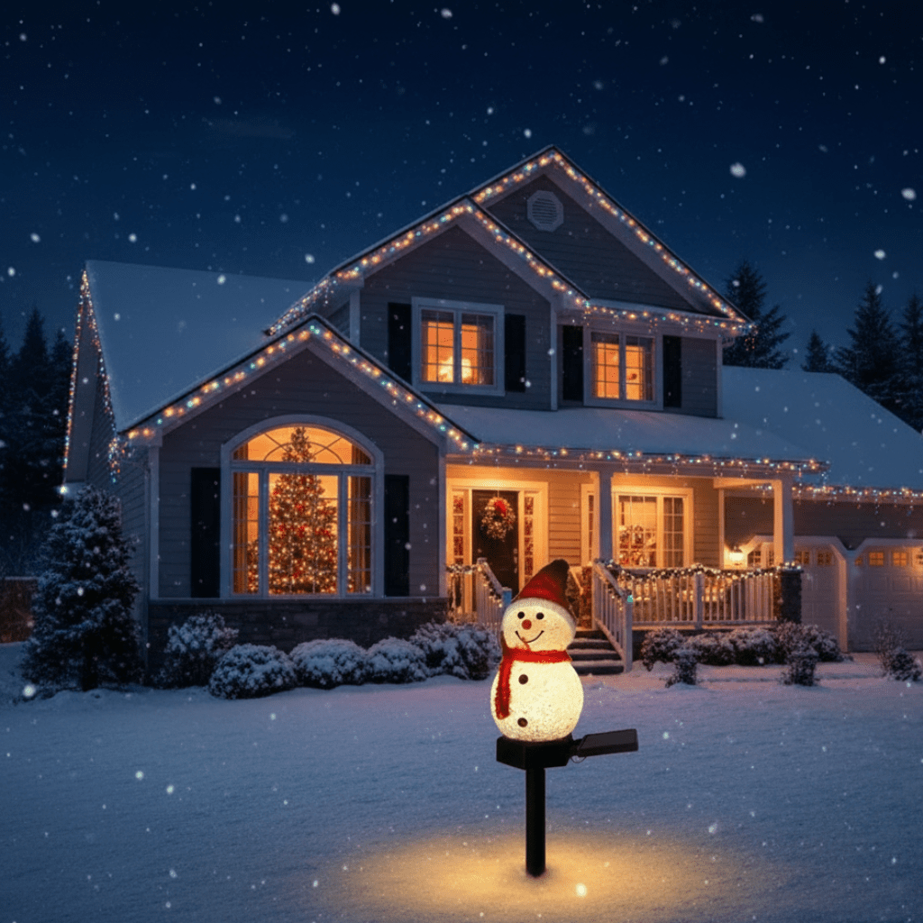 FrostGlow Luci Solari Pupazzo di Neve per Decorazioni Invernali e Natalizie All'aperto