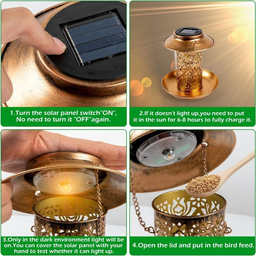 SunLuma Solar LED Bird Feeder Station For Decorative Gardens