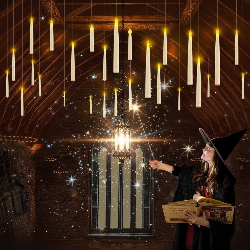 Candele Galleggianti Senza Fiamma LumaGlow con Effetto Tremolante e Bacchetta Magica
