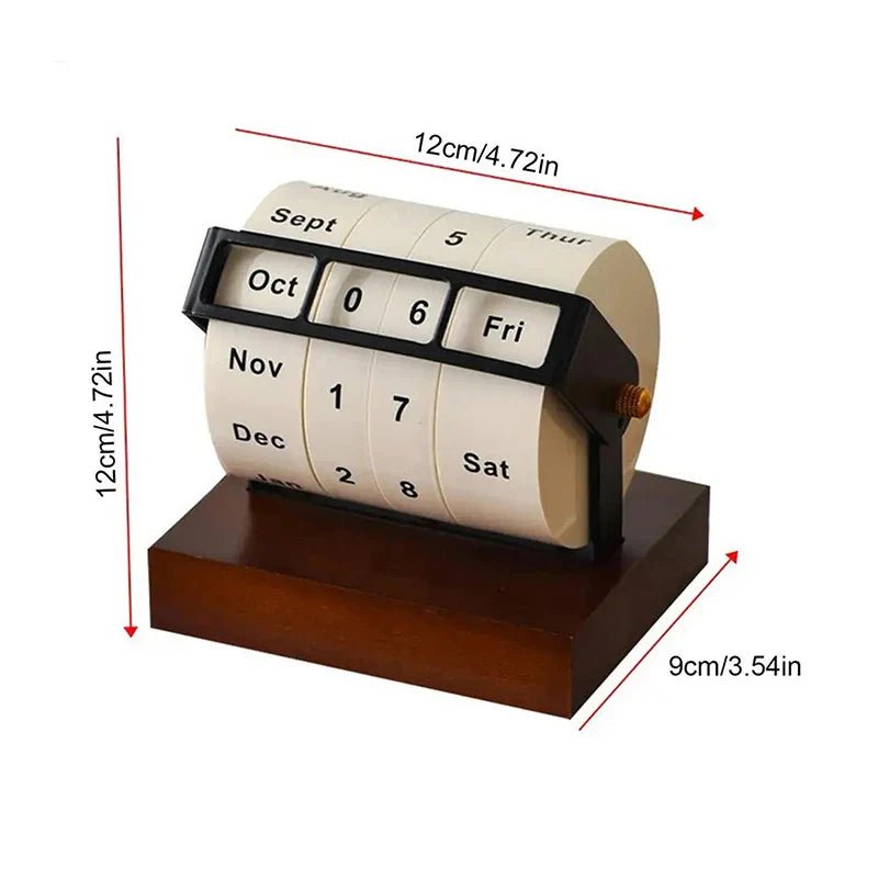 Arcwood Mid Century Wooden Rotary Calendar for Elegant Desk Design