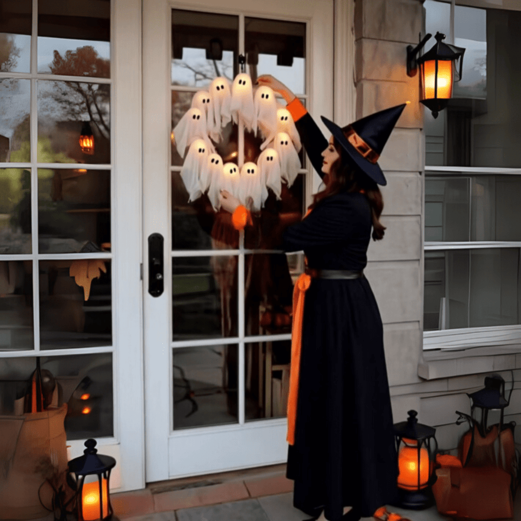 PhantomGlow LED věnec: Strašidelná halloweenová magie pro atmosférickou dekoraci